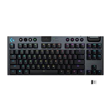 Imagem de Logitech G Teclado mecânico para jogos 915 TKL Tenkeyless Lightspeed RGB sem fio, opções de interruptor de perfil baixo, LIGHTSYNC RGB, suporte avançado sem fio e Bluetooth – clique, preto
