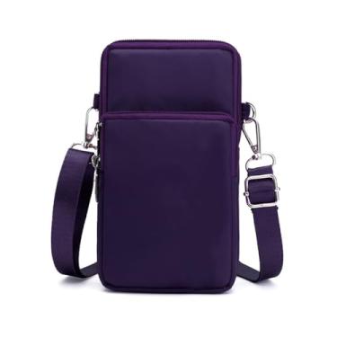 Imagem de Bolsas transversais para mulheres - Mini bolsas de telefone com alça transversal e carteira - Bolsa de braço de nylon para mulheres e homens, Roxo, Bolsas transversais femininas bolsa de viagem bolsa