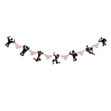 Imagem de Faixa de despedida de solteiro, guirlanda divertida de homem musculoso para despedida de solteira, chá de panela, mesmo pênis para todas as decorações - ouro rosa