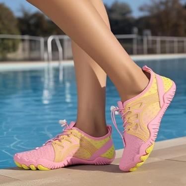 Imagem de Sapatos aquáticos para mulheres e homens, meias aquáticas de secagem rápida, calçados esportivos ao ar livre, rosa, 41 BR