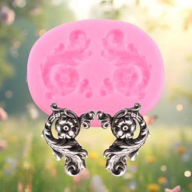 Imagem de Molde de borda de fondant barroco Curlicues Scroll Lace Fondant Mold Relief Moldes de silicone para decoração de bolos topo de cupcake chocolate polímero argila pasta de goma