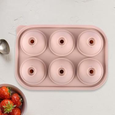 Imagem de Bandeja de silicone para cubos de gelo com tampa - 6 cavidades redondas - rosa