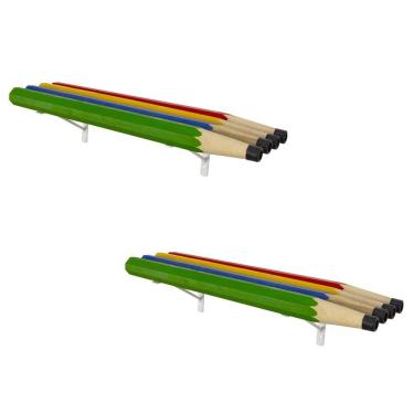 Imagem de Kit 2 Prateleiras Infantil Lápis Coloridos Quarto Menino Menina Design Temático Organizador Mobília Decor