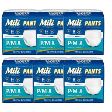 Imagem de Fralda Pants Adulto Mili Vita Care  Tam P/M premium 6 pacotes c/ 8 (total 48)