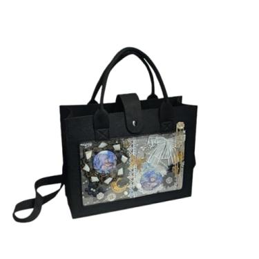 Imagem de Bolsa Ita para exibição de pinos, bolsa tiracolo de feltro kawaii para amantes de anime, presente de fã de Kpop estético, preta