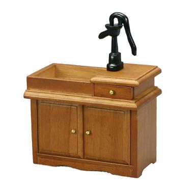 Imagem de Móveis de casa de bonecas em miniatura, pia de fazenda, escala 1:12