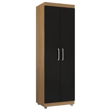 Imagem de Armario Multiuso 2 Portas 190x60 Cm Sabrina Amendoa Preto Reajl Moveis Amendoa Preto