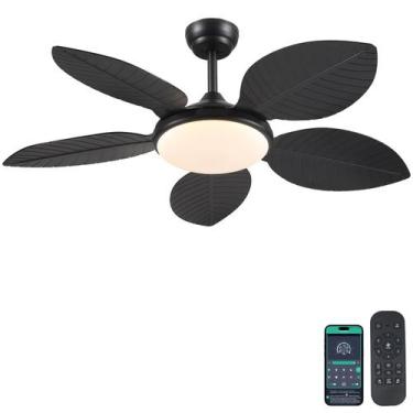 Imagem de Ventilador de teto Wiviniya Tropical 48 polegadas com luzes e controle