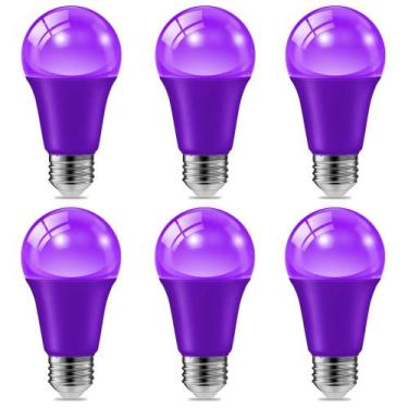 Imagem de Lâmpada Haraqi 9W 120V E26 LED roxa, pacote com 6