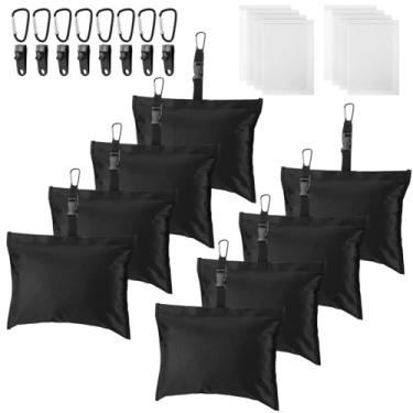 Imagem de Soulchen Pacote com 8 sacos de areia para capas de barco, kit de amarração de saco de areia, resistente a rasgos, saco de areia à prova de vento, peso de lona com mosquetão e acessórios de clipe de