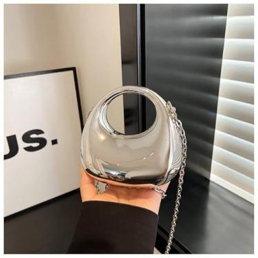 Imagem de Bolsa tiracolo pequena para mulheres, bolsa clutch de acrílico para mulheres, bolsa de ombro à noite, bolsa de mão com corrente para festa de casamento, Lua prateada, Bolsa de ombro