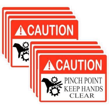 Imagem de Caution Pinch Point Etiquetas de segurança adesivos, adesivo de 9,5 × 12,8 cm, mantém as mãos livres, adesivos de perigo de cuidado para máquinas (10 peças)