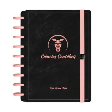 Imagem de Caderno De Disco Iscool Inteligente Personalizado 140 Folhas Profissões Preto Rosê Ciências Contábeis Médio M+