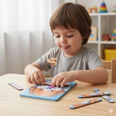 Imagem de Brinquedo Pedagógico Em Madeira Quebra Cabeça Montessori Infantil Baby (QC Cachorro)