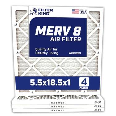 Imagem de Filter King Filtro de ar 5,5 x 18,5 x 1a | Pacote com 4 | Filtros de forno A/C plissados MERV 8 HVAC | Feito nos EUA | Tamanho real: 14 x 18,5 x 1,90 cm