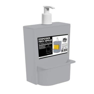 Imagem de Dispenser de Sabão Líquido com Porta Esponja - Cinza | Plast Leo (Ref. 075-CZ)