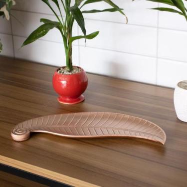 Imagem de Bandeja Decorativa de Madeira Folha Rosê 35cm F01 - D'Rossi