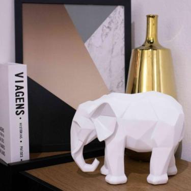 Imagem de Escultura Decorativa Elefante Em Poliresina Branco 15x20x9 cm M02 - D'