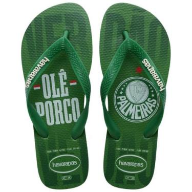 Imagem de Chinelo Havaianas Top Times Palmeiras Olê Porco Original, 43/44, Verde