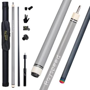 Imagem de Ray speed Taco de sinuca de fibra de carbono 12,5 mm de baixa deflexão tecnologia de carbono para adultos taco de bilhar profissional com junta de pino Uni-loc