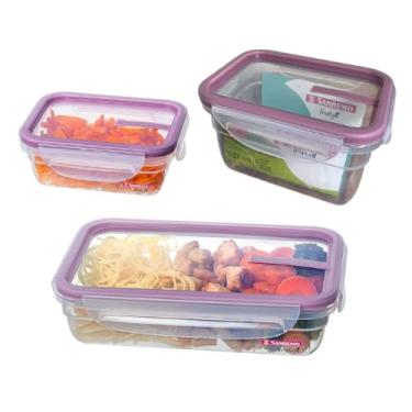 Imagem de Sanremo Kit 3 Potes Herméticos, Plástico Livre de BPA, Coral, Recipientes para Alimentos com Tampa Vedante, 330ml/537ml/820ml, Empilháveis