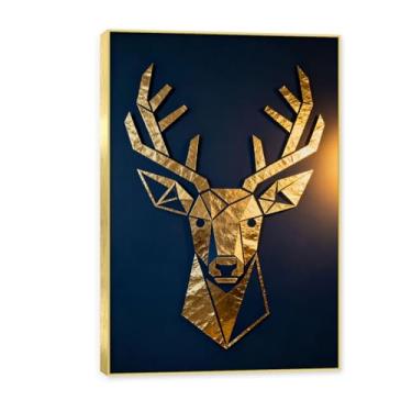 Imagem de Moldura dourada. Pintura de Natal glamorosa minimalista, arte geométrica dourada, decoração de Natal moderna emoldurada para parede da sala de estar. A45. 50 x 75 cm - 19,7 x 29,6 pol