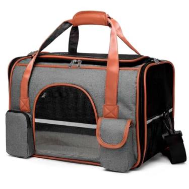 Imagem de Bolsa Pet Mala Cães Gatos Avião Transporte Viagem Grande (cinza escuro grande)