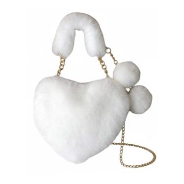 Imagem de Verdusa Bolsa tiracolo feminina Fuzzy Furry Heart Y2K com alça superior, Branco, one_size, Macio