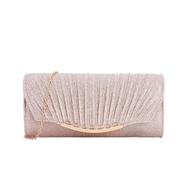 Imagem de SANOVIO Bolsa clutch feminina para noite | Bolsa transversal para festa | Acessório de casamento, formatura e namoro, Champanhe-3, Medium