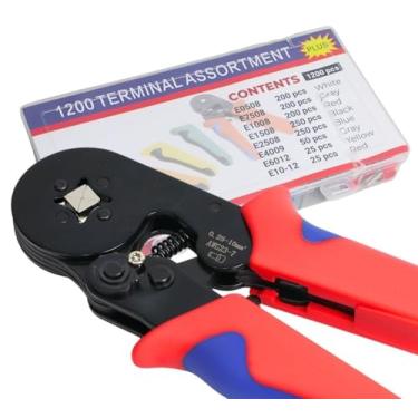 Imagem de DW-458 Kit Alicate de Crimpagem Profissional com 1200 Terminais Tubulares, 0.25-10mm², Catraca Ajustável, Cabo Ergonômico, 8 Medidas Diferentes para Instalações Elétricas