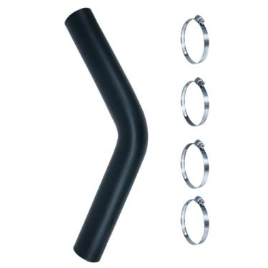 Imagem de Mangueira de enchimento de tanque de gás de 3,5 cm com 4 braçadeiras, mangueira de pescoço reforçada para enchimento de combustível de gasolina (45 graus, 38 cm de comprimento, 4,4 cm ID)