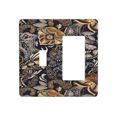 Imagem de Nadoabtm Capas de tomada padrão paisley, flor de caju, planta de flor de caju, 1 botão de alternância, combinação de balancim, placa decorativa de parede, interruptor de luz, placa de interruptor