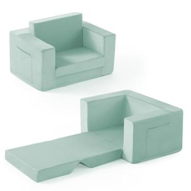 Imagem de Zorvoxz Sofá infantil, cadeira infantil 2 em 1 confortável de 1 a 3 anos, cadeira infantil conversível, sofá infantil que dobra, cadeiras infantis para meninos e meninas, lã coral macia, solteiro