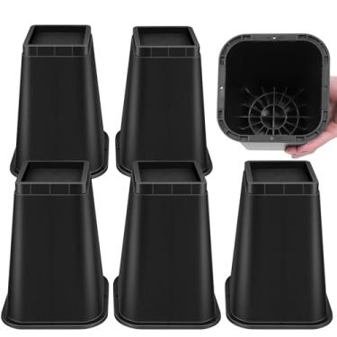 Imagem de Pacote com 6 peças de elevação quadrada para cama de 20,3 cm / elevador de móveis / elevadores de cama / elevadores de mesa / elevadores de moldura criam armazenamento sob a cama resistente para