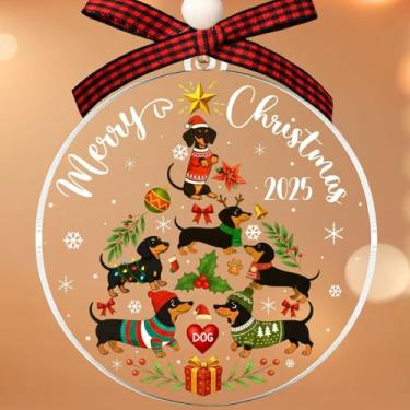 Imagem de Enfeite de Natal Dachshund - Enfeites de Dachshund para árvore de Natal - Enfeites de cachorro Wiener - Presentes de cachorro Wiener para mulheres, homens, amantes de cães - Ornamento de Natal em