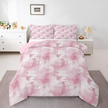 Imagem de jejeloiu Conjunto de cama abstrato, macio para meninos e meninas, conjunto de edredom tie dye, boêmio, cigano, de microfibra, psicodélico, decoração de quarto, fofo, 2 peças com 1 fronha