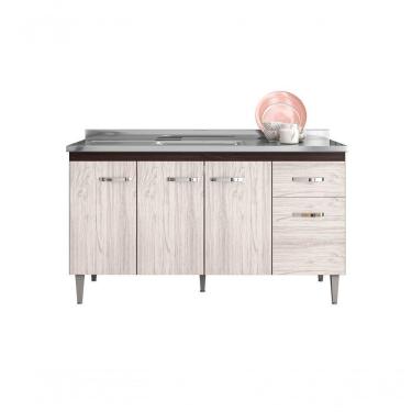 Imagem de Balcão Gabinete Para Pia Gabriela Sem Tampo 150cm 4 Portas 1 Gaveta Marrom