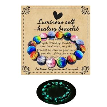Imagem de Zyuzles Pulseira de vidro Firefly que brilha no escuro pulseira de vidro com tema planeta pulseira de autorcura incentiva presentes de bênção para homens e mulheres, standard, Vidro, Sem Pedra