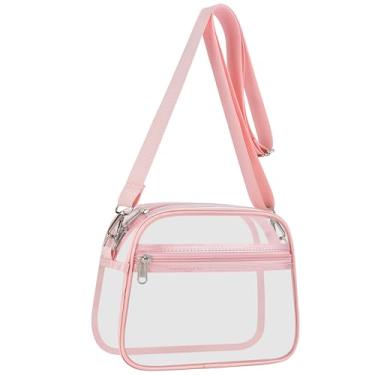 Imagem de USPECLARE Bolsa transparente para eventos em estádios, bolsas transparentes para fãs de esportes, bolsa transversal transparente para shows e festivais, rosa, Large