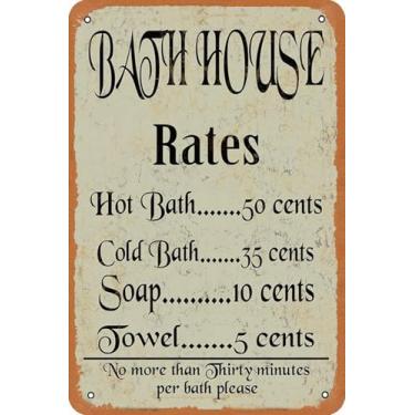 Imagem de Decoração de casa de banho vintage divertida - Placa de metal para arte de parede 20 x 30 cm