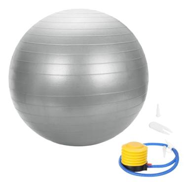 Imagem de YELARXI Bola de ioga, bola de exercício 55 cm e PVC e cinza antiderrapante estabilidade Pilates treino de parto extragrosso com bomba – adequado para (treino de ginástica de equilíbrio)