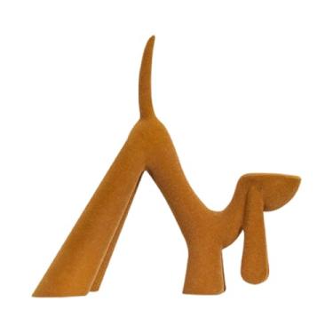 Imagem de Kuntesetty Estatueta de animal para decoração de mesa, escultura moderna em resina, ornamento para armário de TV, cozinha, sala de jantar, estante, carro, Cão de Orelhas