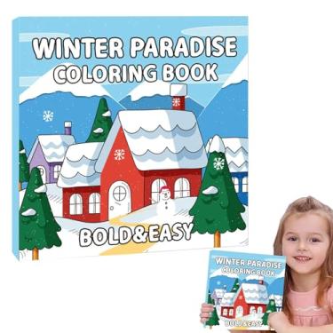 Imagem de Livros para colorir de inverno, livro para colorir de s de neve para crianças | Livro divertido de pintura de de neve de inverno - Livro de desenho para colorir de neve fácil de 40 páginas para crianç