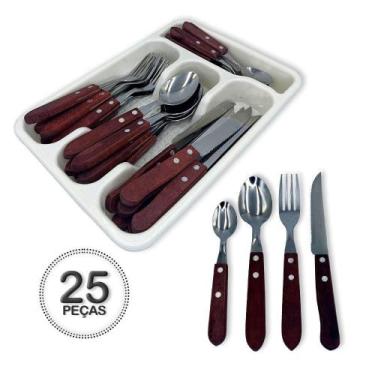 Imagem de Faqueiro De Madeira Com Divisória E Porta-Talheres - Fratelli