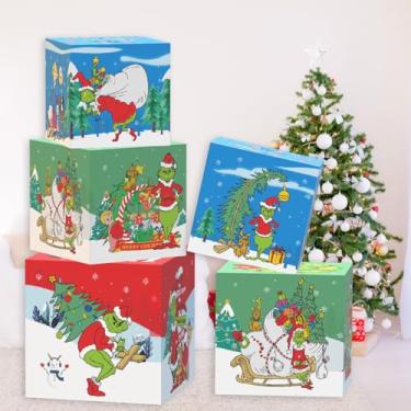 Imagem de LONBASS Caixas decorativas de Natal para presentes de festa, caixas de presente com tampas - conjunto de 3 peças