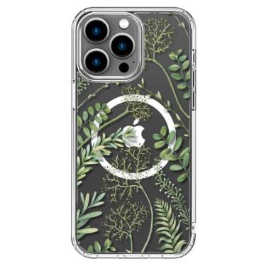 Imagem de ICEDIO Capa para iPhone 13 Pro Max com protetor de tela - compatível com carregamento sem fio, proteção aprimorada para câmera, capa transparente com design floral moderno para mulheres - flores