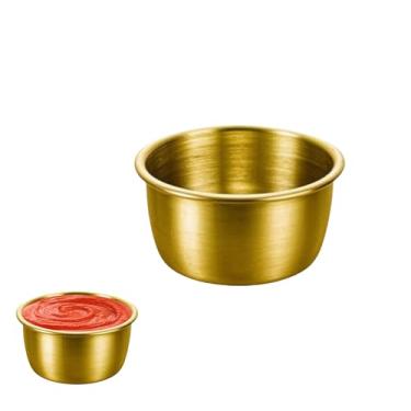 Imagem de Prato de molho de aço inoxidável 304 - copo de condimento e molho, recipiente de tempero para churrasco, prato de servir pequeno, tigela de comida compacta (dourada) 1 peça