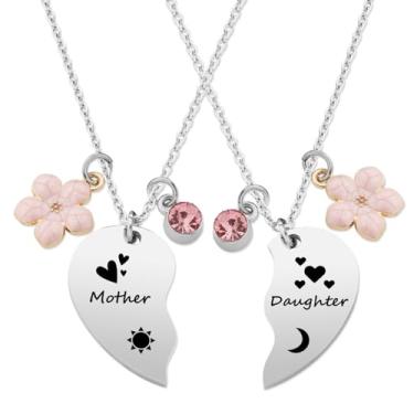 Imagem de Conjunto de colar de coração para mãe e filha, presente de aniversário de agradecimento para a mamãe, Generic, Aço inoxidável, Sem Pedra Preciosa