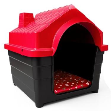 Imagem de Casinha Plástica Cachorro N6 e N7 Porte Médio Com Colchonete(Vermelho COM colchão,N7)