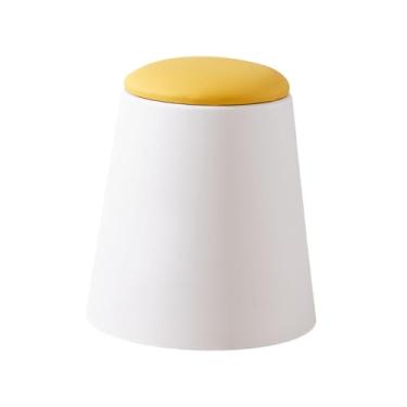 Imagem de Fenteer Armazenamento pufe redondo maquiagem penteadeira banquetas apoio para os pés banqueta para escritório corredor apartamento, Branco